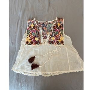Free People Ivory Bohemian Top